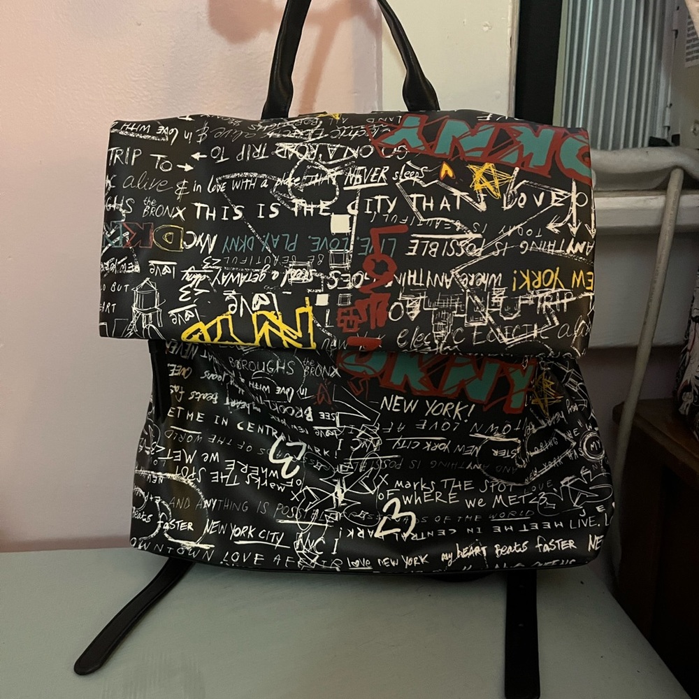 Dkny Tilly Graffiti Foldover Backpack Gem
